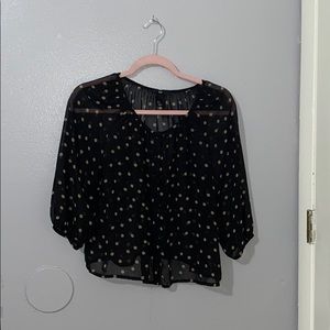 Black & Tan Polka Dotted Blouse